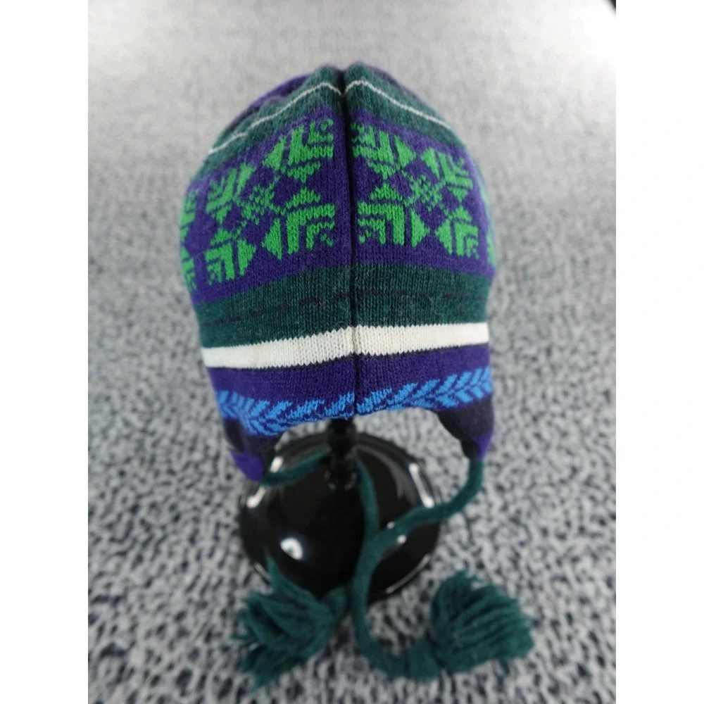 Columbia‎ Earflap Hat Beanie Knit Snowflakes Tassels Unisex One Size